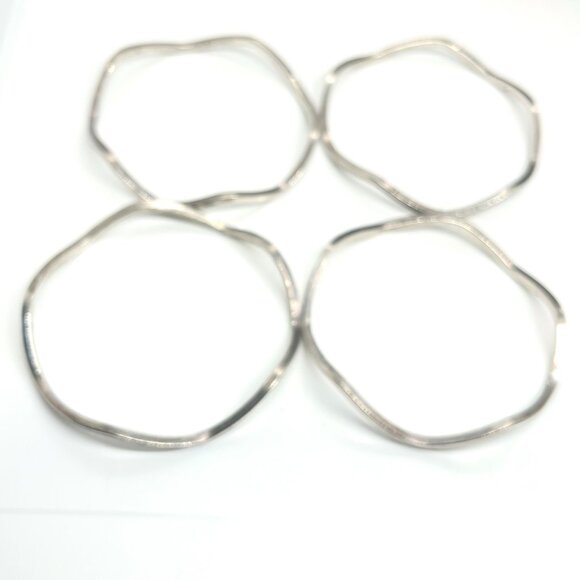 SILVER TONE WAVY Wavy Stackable Bangle Cuff Bracelet Modernist Minimalist - Picture 8 of 12
